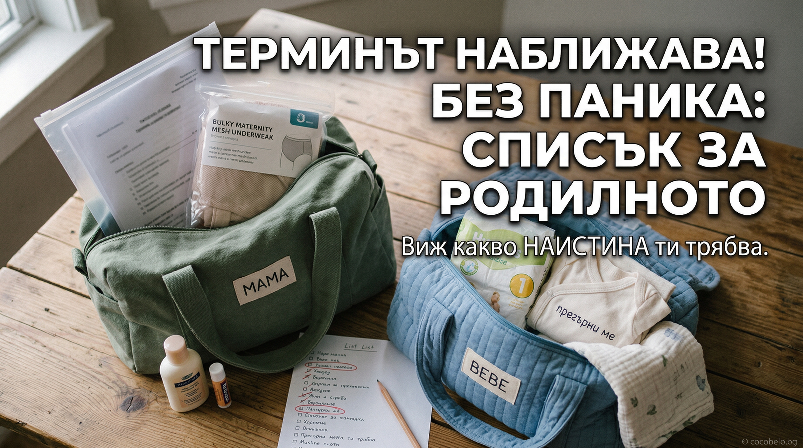 Пълен списък - чанта за родилното: Подготовката без паника