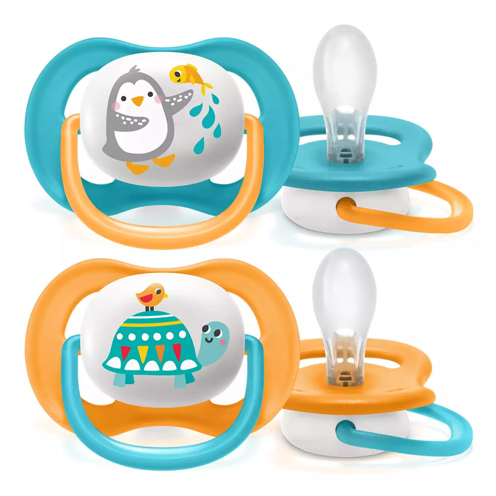 2 бр. ортодонтични залъгалки Philips AVENT SCF080/12 Ultra Air Happy 0-6м с декорация Пеперуда и Надпис Love в кутия за стерилизиране