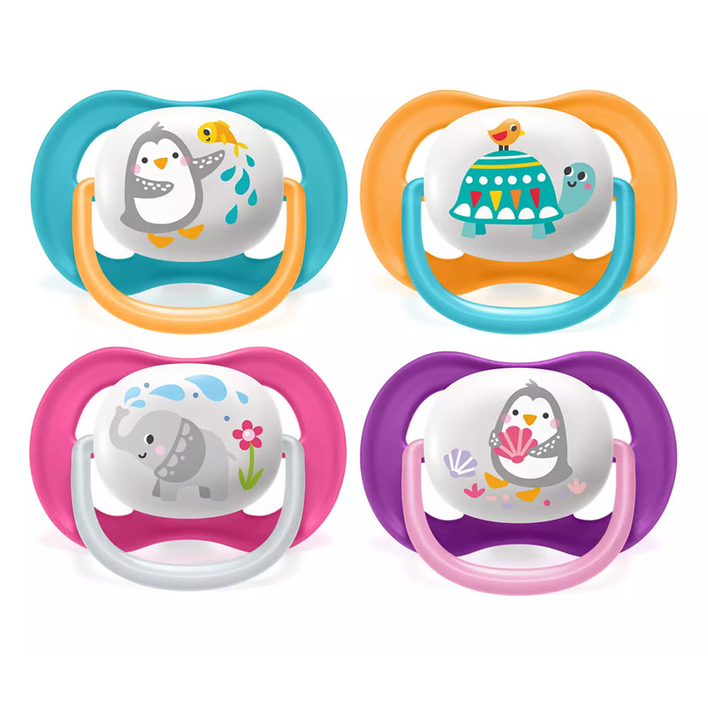 2 бр. ортодонтични залъгалки Philips AVENT SCF080/12 Ultra Air Happy 0-6м с декорация Пеперуда и Надпис Love в кутия за стерилизиране