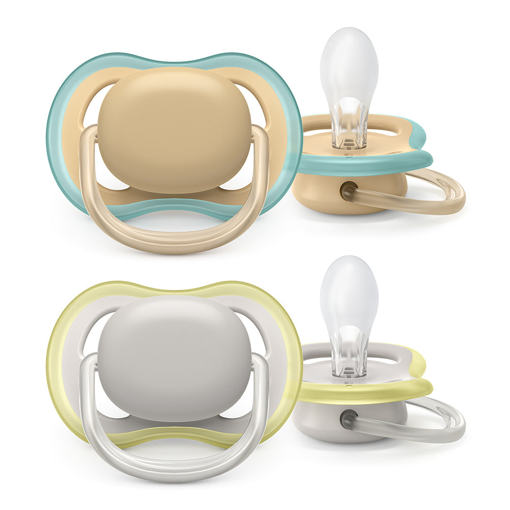 2 бр. ортодонтични залъгалки Philips AVENT SCF085/15 Ultra Air 0м+ с кутия за стерилизиране