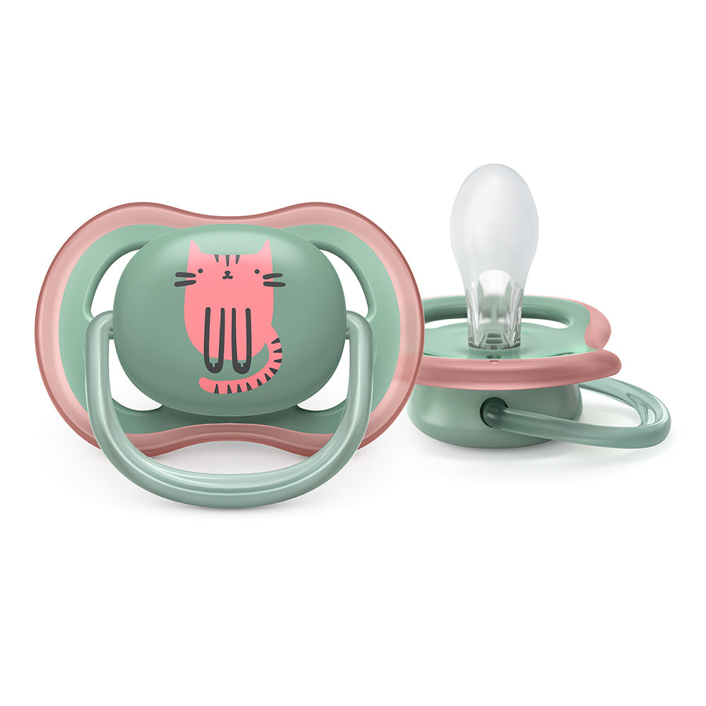 2 бр. ортодонтични залъгалки Philips AVENT SCF085/18 Ultra Air 6-18м с декорация Коте и Коала в кутия за стерилизиране