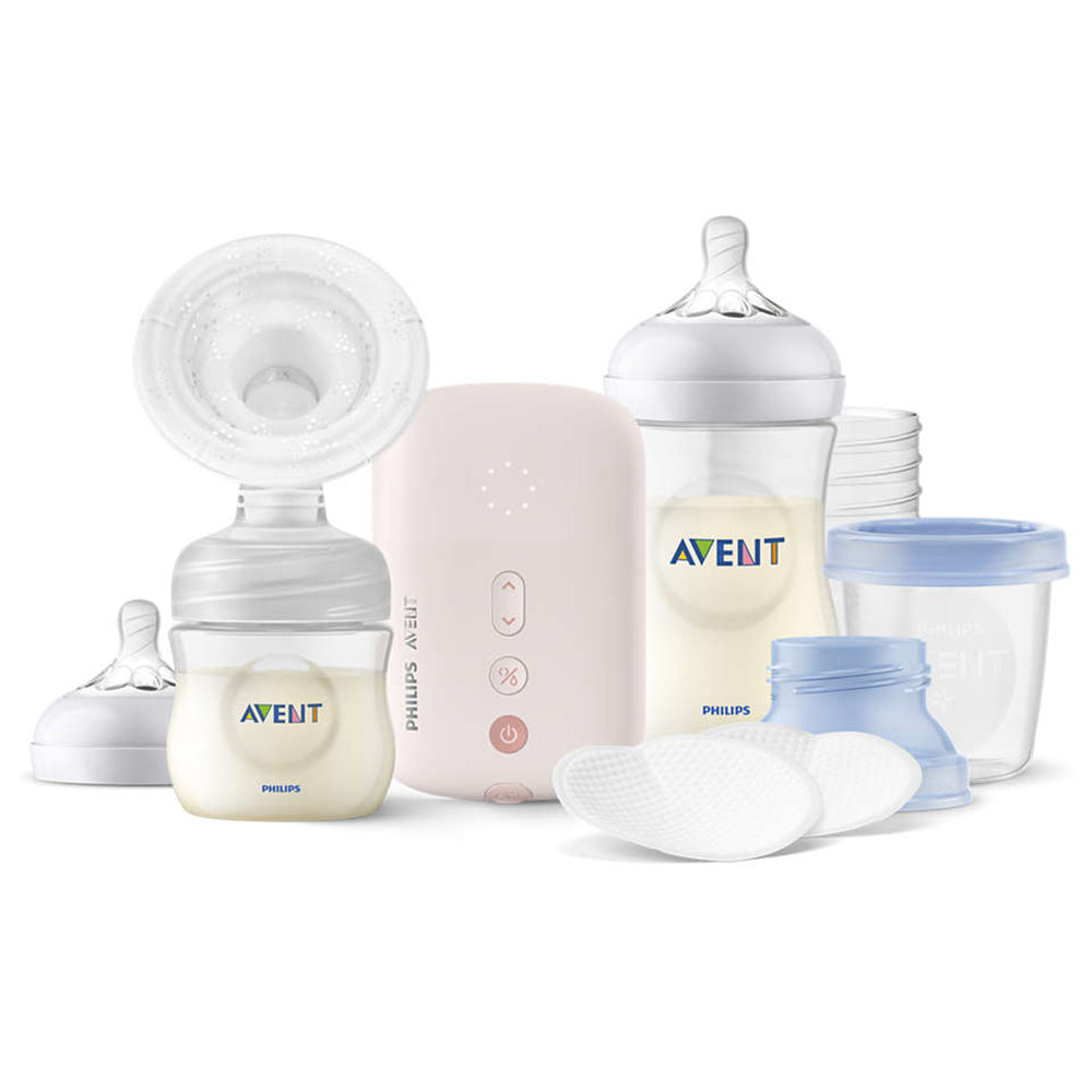 Philips AVENT Комплект електрическа помпа за изцеждане на кърма Natural Motion + шишета, контейнери VIA, несесер