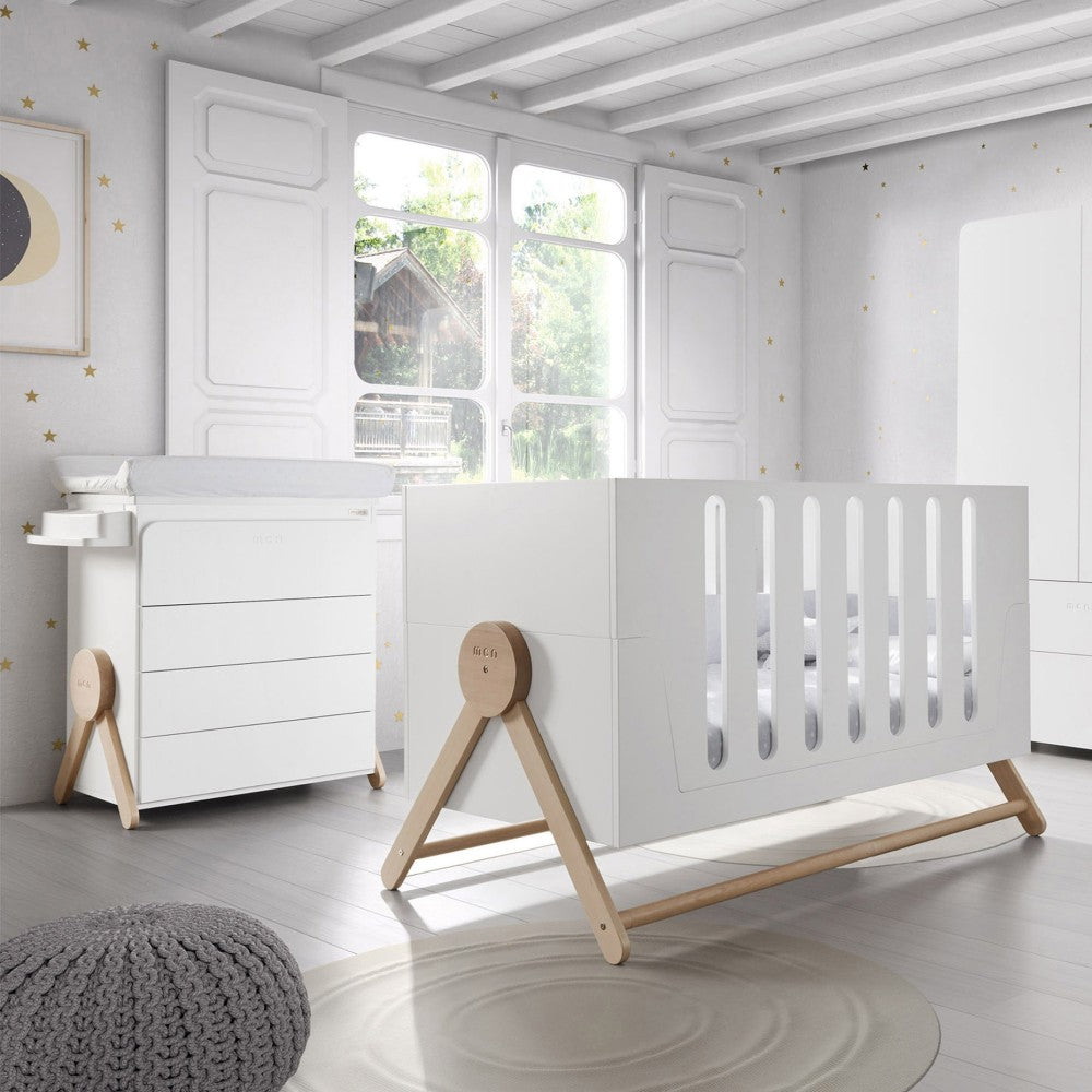 MICUNA Трансформиращо се детско легло BIG SWING COT, 70/140 см - white/scandinavian