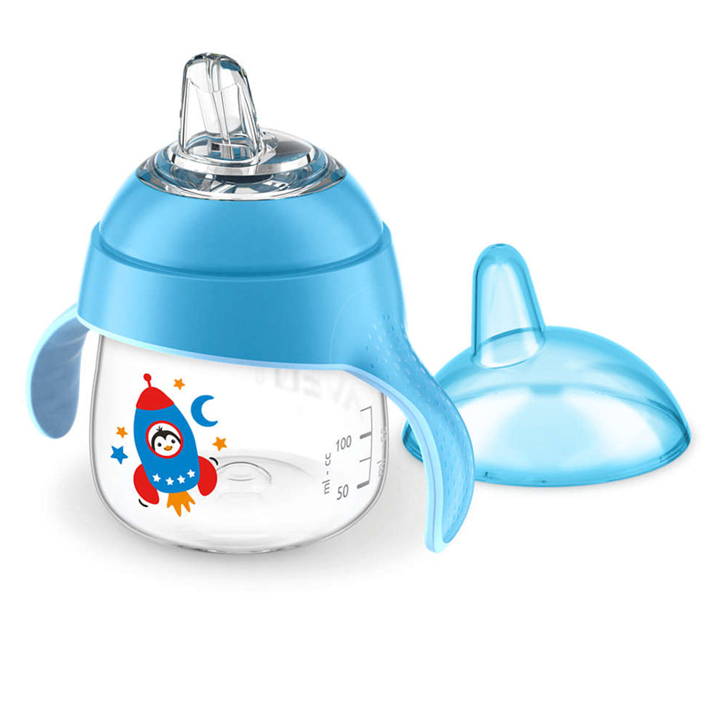 Philips AVENT Неразливаща се чаша с мек накрайник 200мл, 6м+ ПИНГВИН, синя SCF746/02