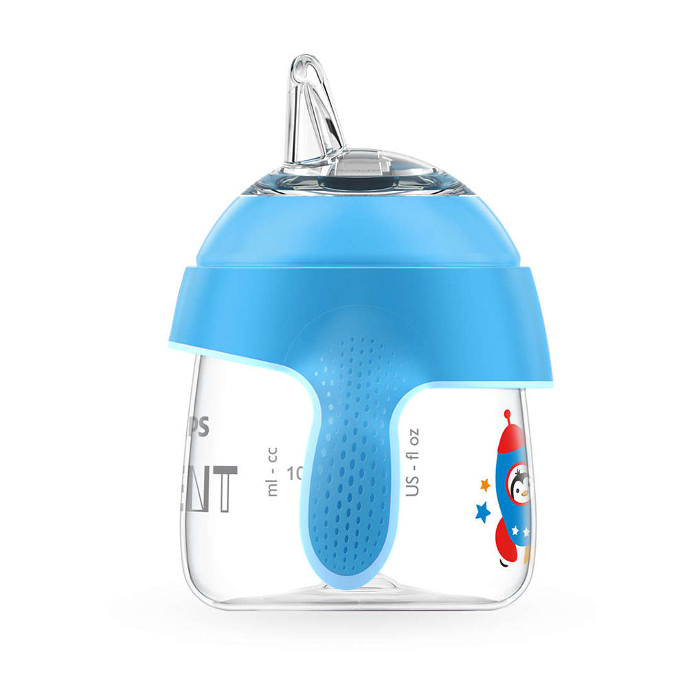 Philips AVENT Неразливаща се чаша с мек накрайник 200мл, 6м+ ПИНГВИН, синя SCF746/02