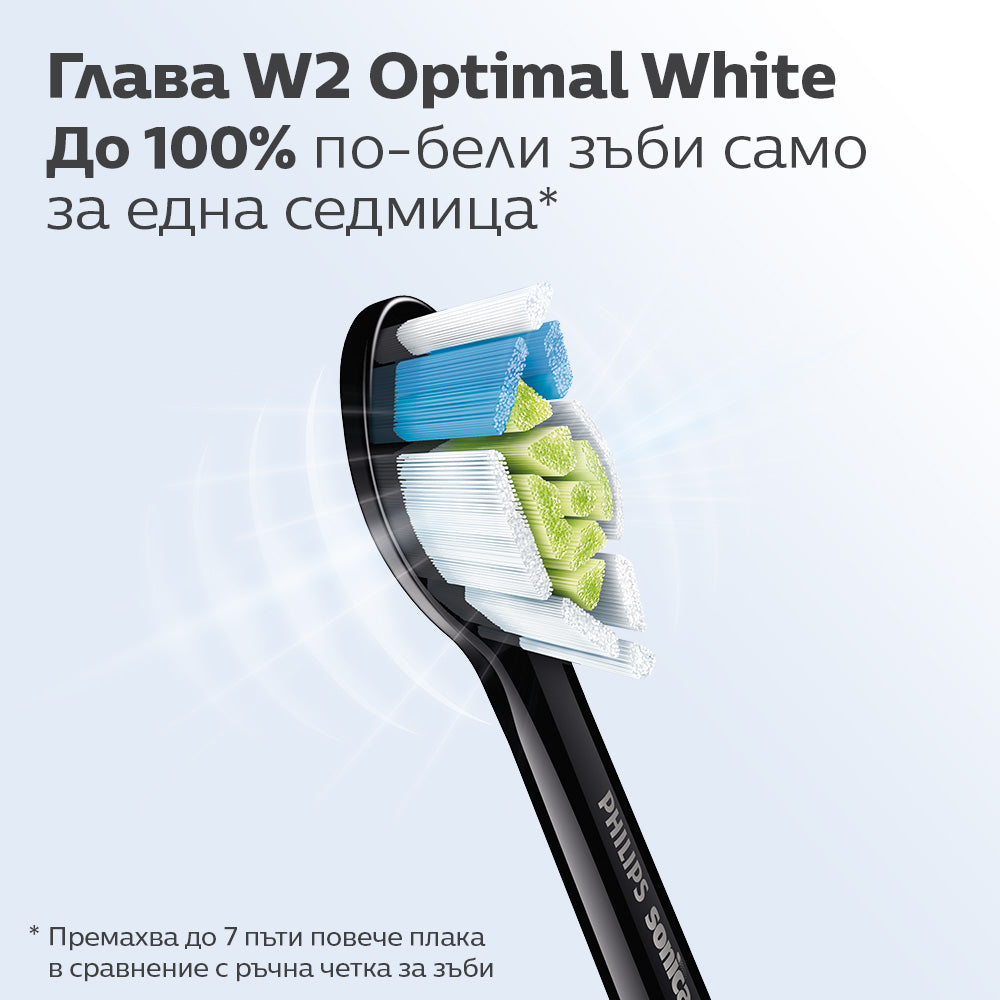 2 броя резервна глава W2 Optimal White Philips Sonicare HX6062/13, черна