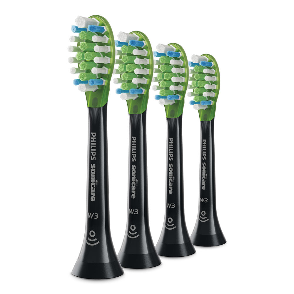 4 броя резервна глава W3 Premium White Philips Sonicare HX9064/33, черни